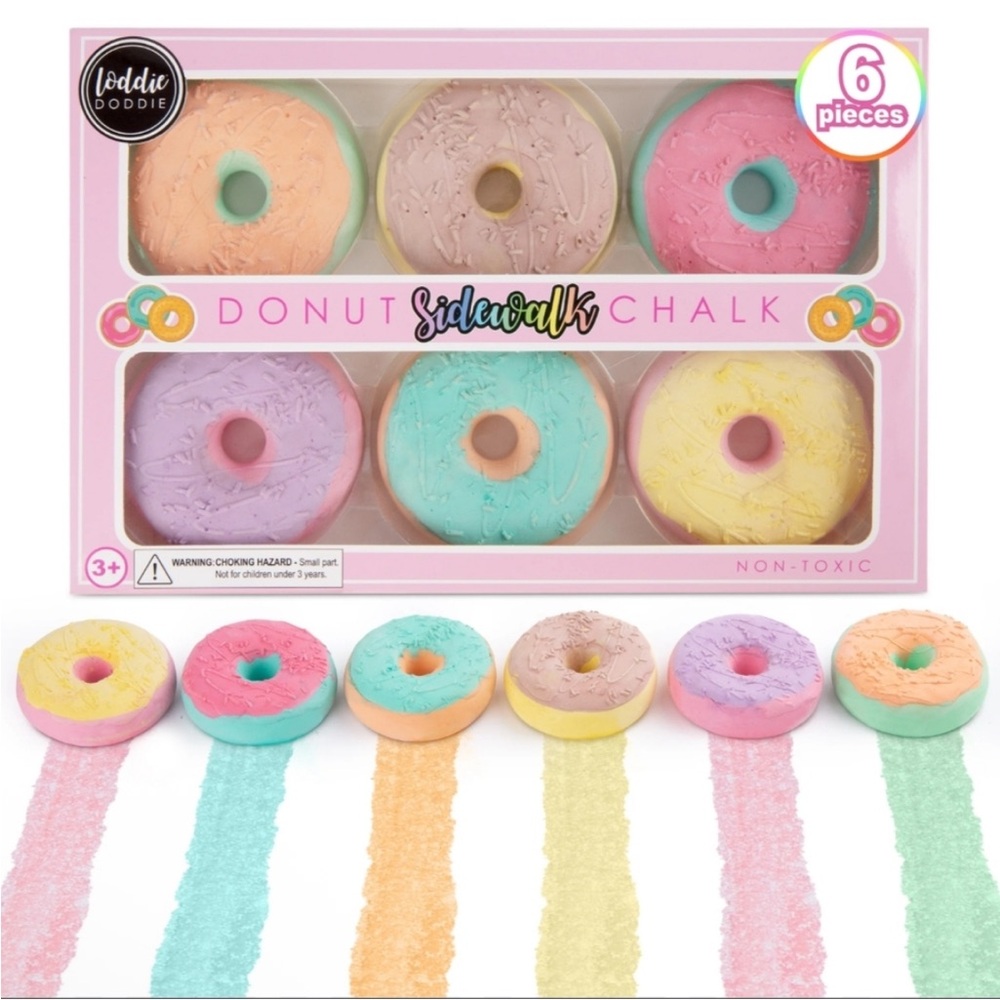 Loddie Doddie 6 Pcs Donut Chalk Set - Washable Curb Chalk for Kids